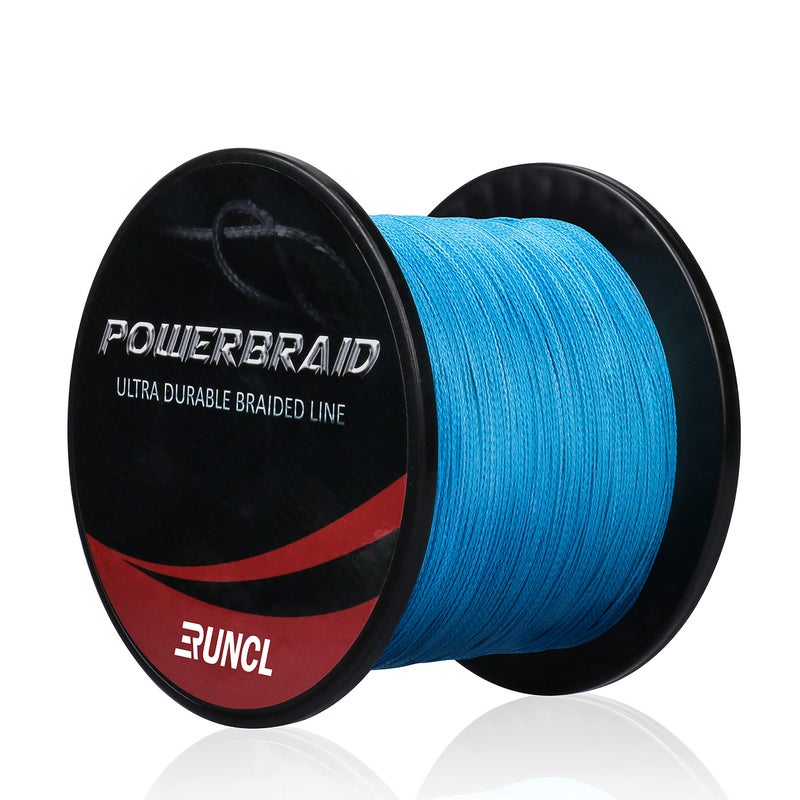 RUNCL PowerBraid Braided Fishing Line, Ultra Durable Braided Line 4 Strands - Seamless Weaving Tech, Enhanced Coating Tech, Zero Stretch, High Sensitivity (Blue, 1000Yds, 40LB(18.1kgs)) - Image 1